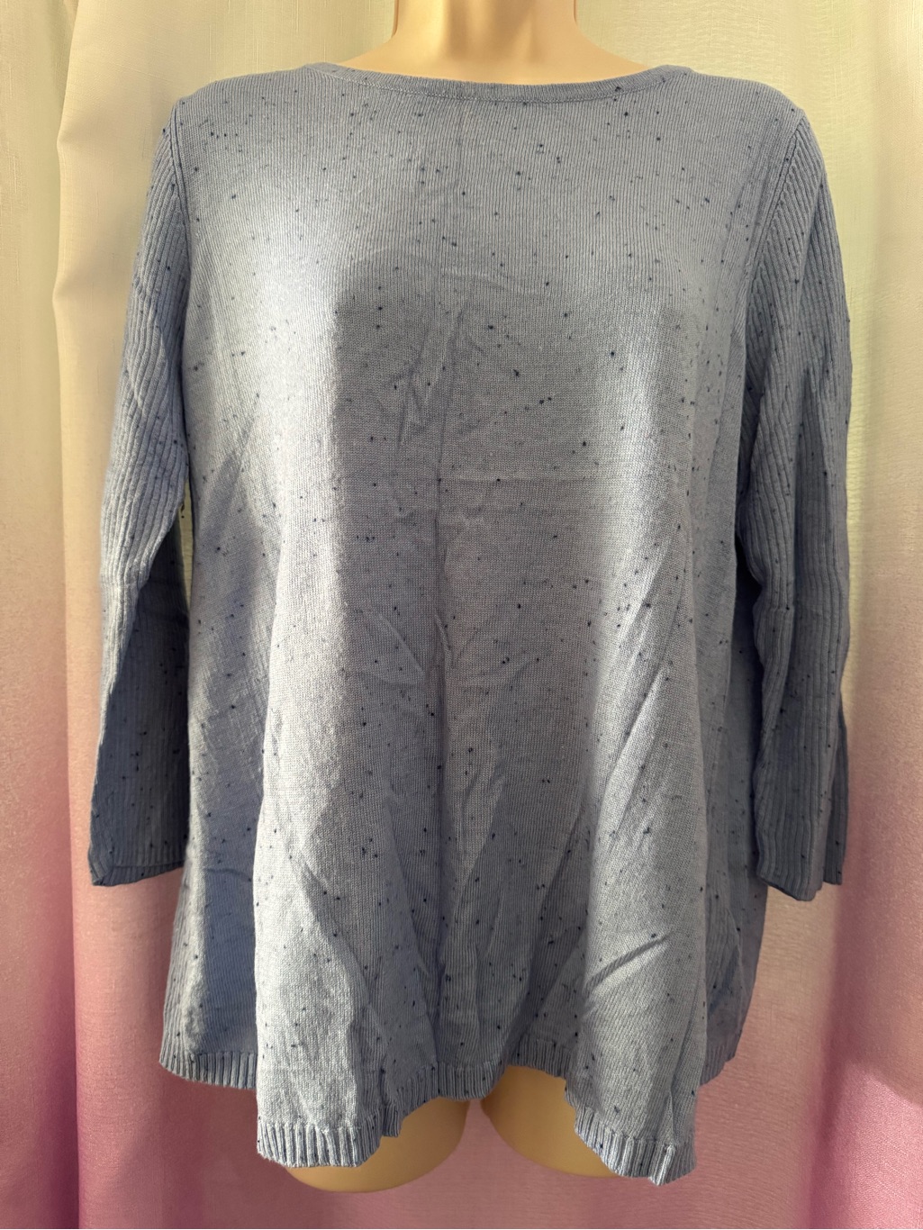 New Directions Light Blue Speckled Knit Top